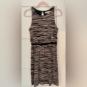 LOFT Black and Tan Striped Dress